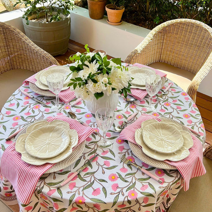 Striped table napkins - set of 4- Pink