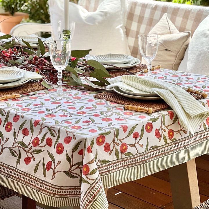 Red flowering gums square tablecloth