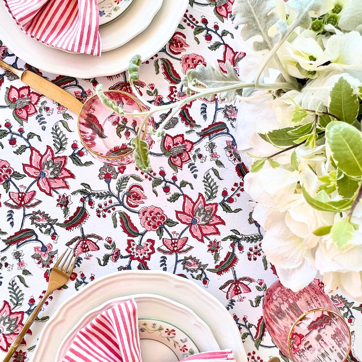 Chintz multicolored round tablecloth