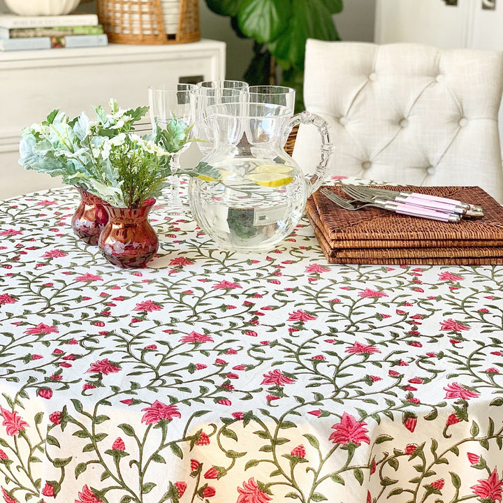Pink Tablecloth Pattern Pink Round printed Tablecloth – Decor Mantra