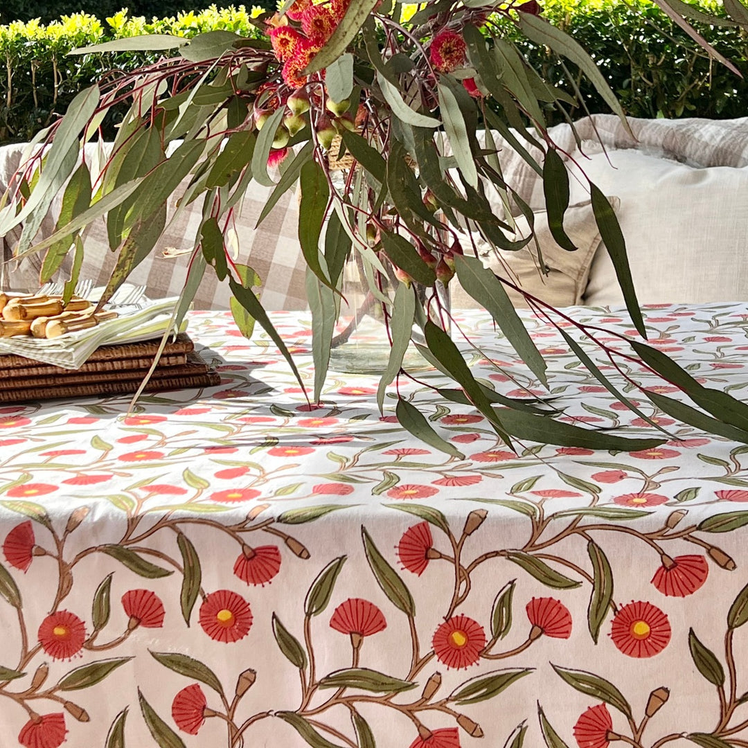 Red flowering gums square tablecloth