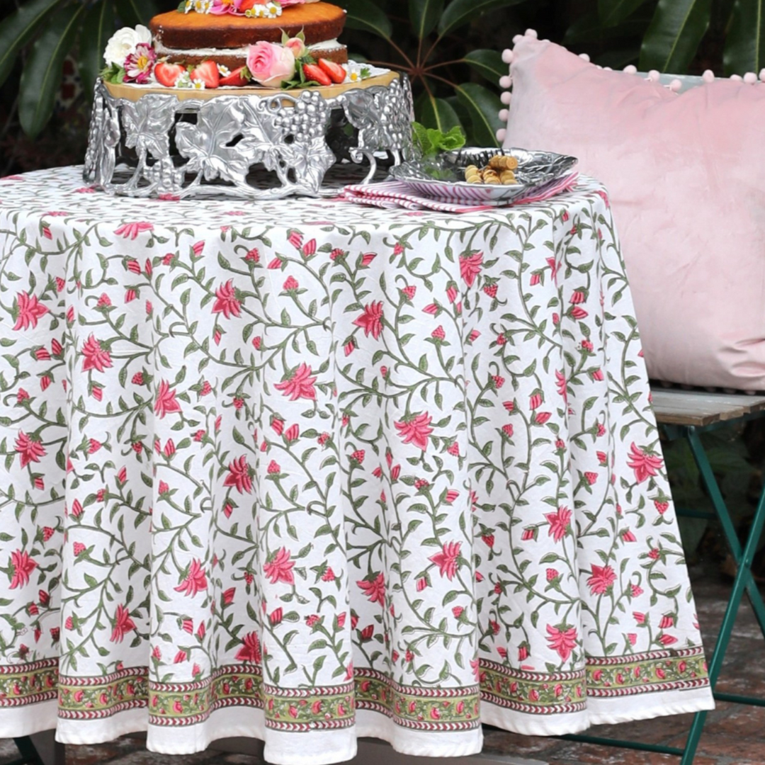Pink Tablecloth Pattern Pink Round printed Tablecloth – Decor Mantra