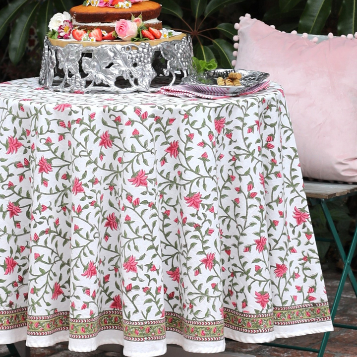 Pink Ivy Round Tablecloth