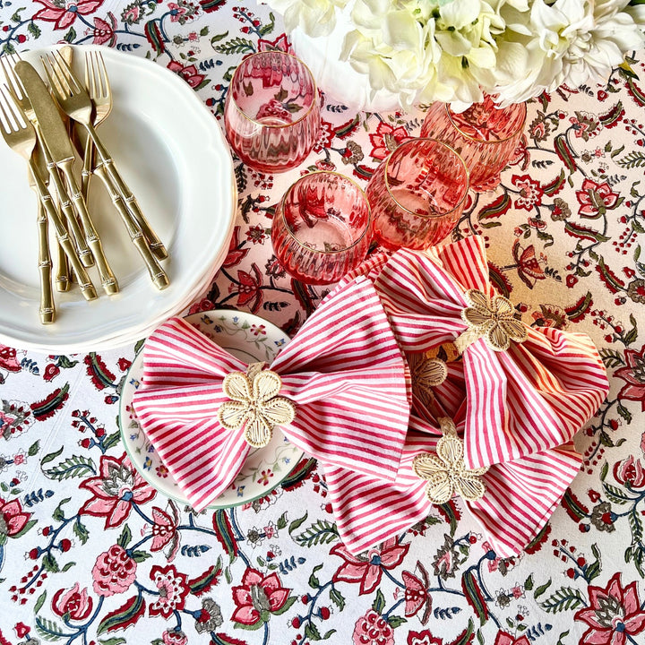 Chintz multicolored round tablecloth