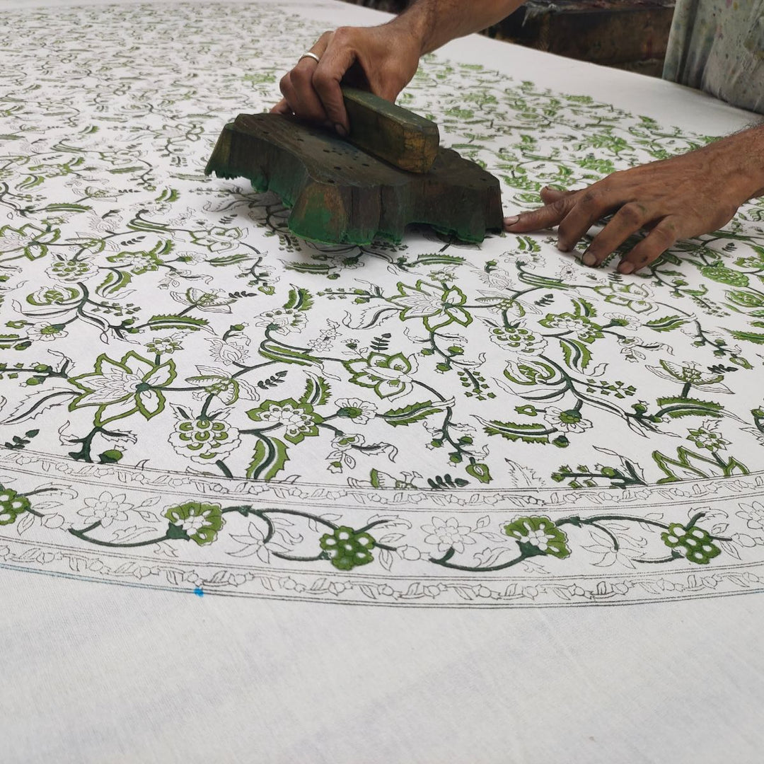 block printed tablecloth